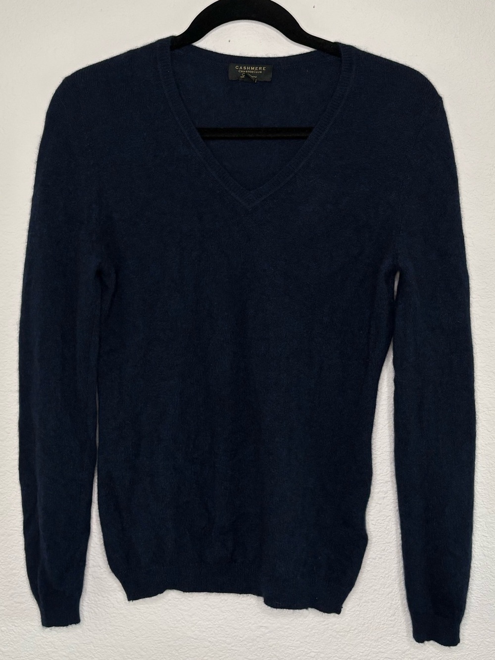 Charter Club 100% Cashmere V-Neck Pullover Sweater Size Small Navy Blue Soft